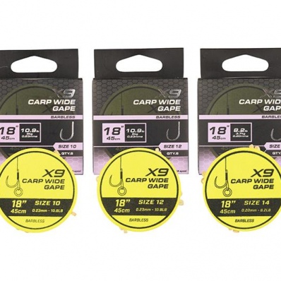 Matrix X9 Carp Wide Gape 45cm Band Rigs